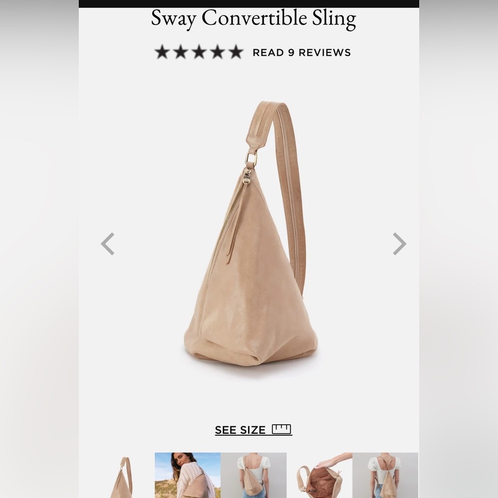 HOBO Convertible Sling/Backpack. Buffed Leather Irish Cream.
